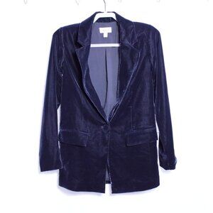 Open Edit Relaxed Velvet Blazer Navy Blue XXS